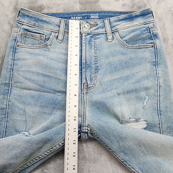 Old Navy Jeans Womens 6 Blue Extra High Rise Rockstar Super Skinny 360 Stretch - Picture 7 of 10